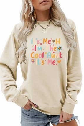 Quick Release Buttons WOMEN LETTERING PRINT LOOSE FIT PULLOVER TOP