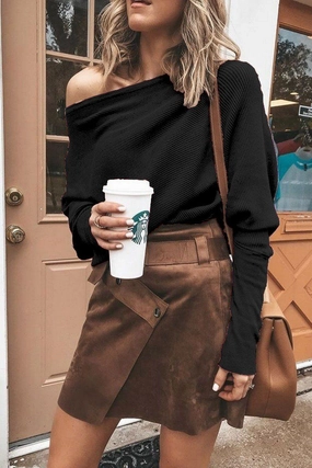 WOMEN OVERSIZED BAT LONG SLEEVED OFF SHOULDER TOP100% POLYESTERSIZE S(2)-M(2)-L(2)-XL(2)MADE IN CHINA Soft Sweater