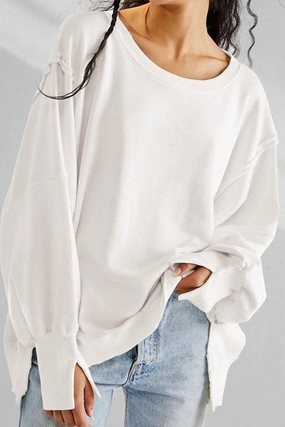WOMEN OVERSIZED LOOSE FIT LONG SLEEVE JUMPER TOP StretchTechnology
