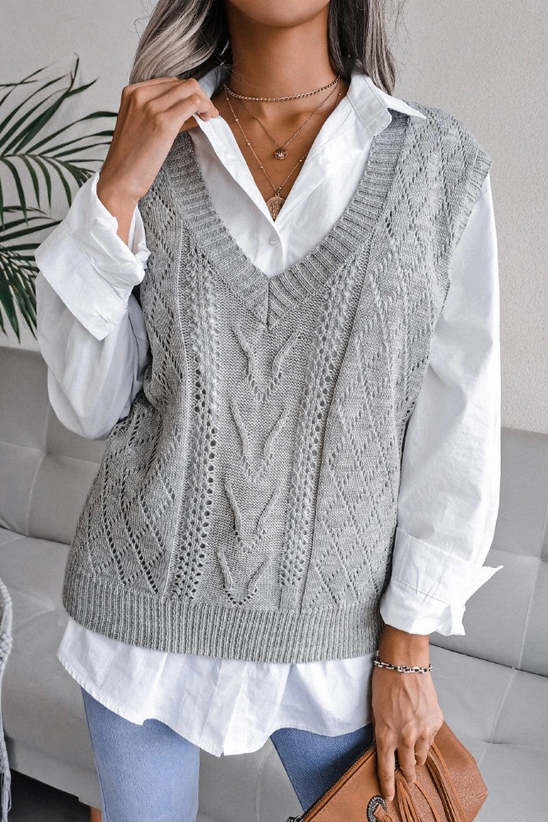 HiddenPocket WOMEN OVERSIZED LOOSE FIT RIBBED KNIT VEST