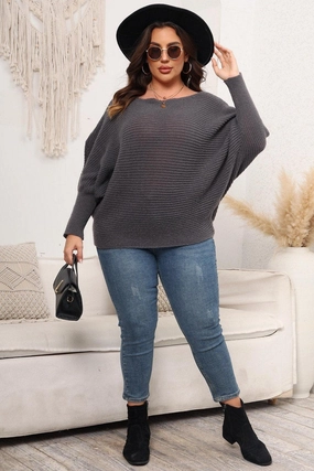 SoftTouchFinish WOMEN PLUS SIZE LOOSE FIT OVERSIZED KNIT SWEATER