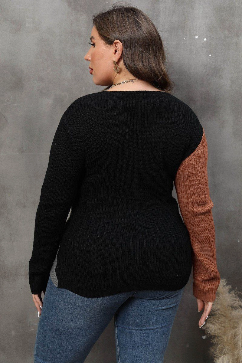 Elegant Cardigan WOMEN PLUS SIZE SEXY DEEP NECK CROSS WRAP SWEATER