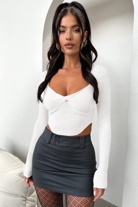 Chic Cardigan UVProtective Coating WOMEN SEXY DEEP NECK TIGHT LONG SLEEVE CROP TOP