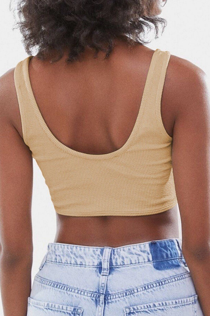 WOMEN SEXY DEEP U NECK CROP TANK TOP RecycledPolyester