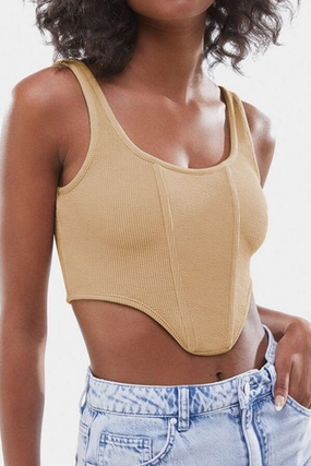 Sustainable Textile WOMEN SEXY DEEP U NECK CROP TANK TOP