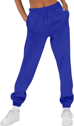 Women's Baggy Fleece Cargo Sweatpants Casual High Waisted Drawstring Joggers Fitted Sweat Pants Trousers with Pockets