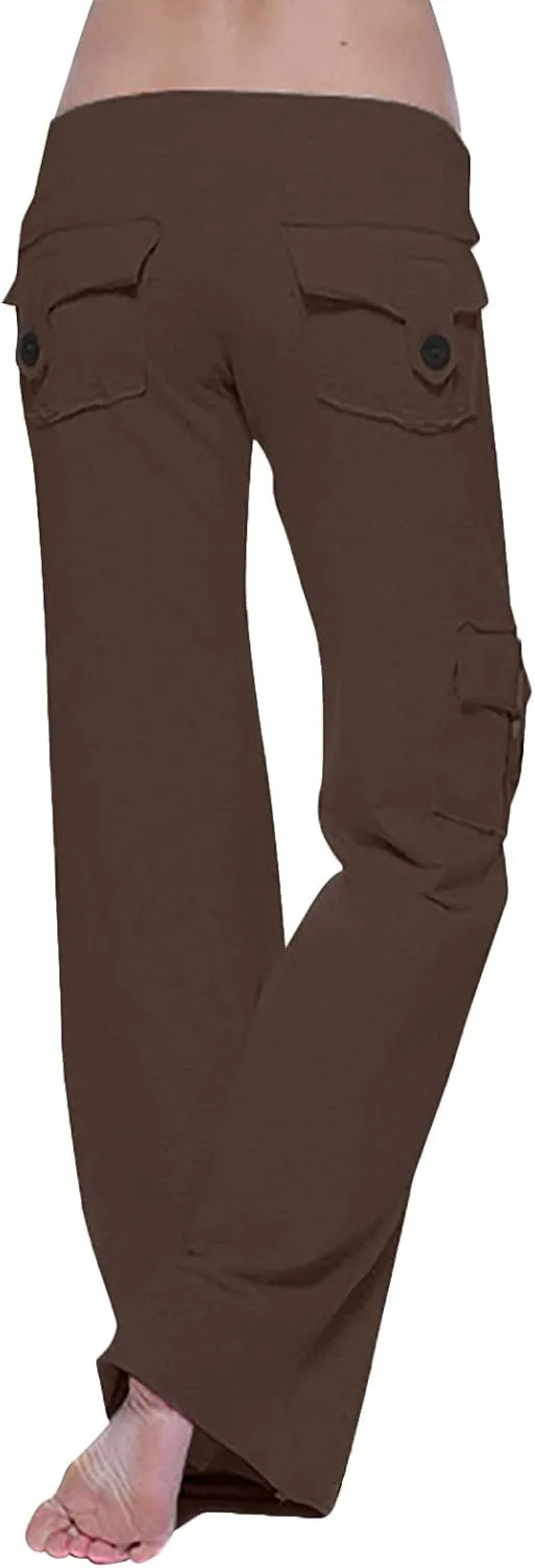 Womens Cargo Pants Plus Size Straight Wide Leg Hiking Trousers Baggy Y2K Sweatpant Utility Parachute Pants Relaxed Jogger