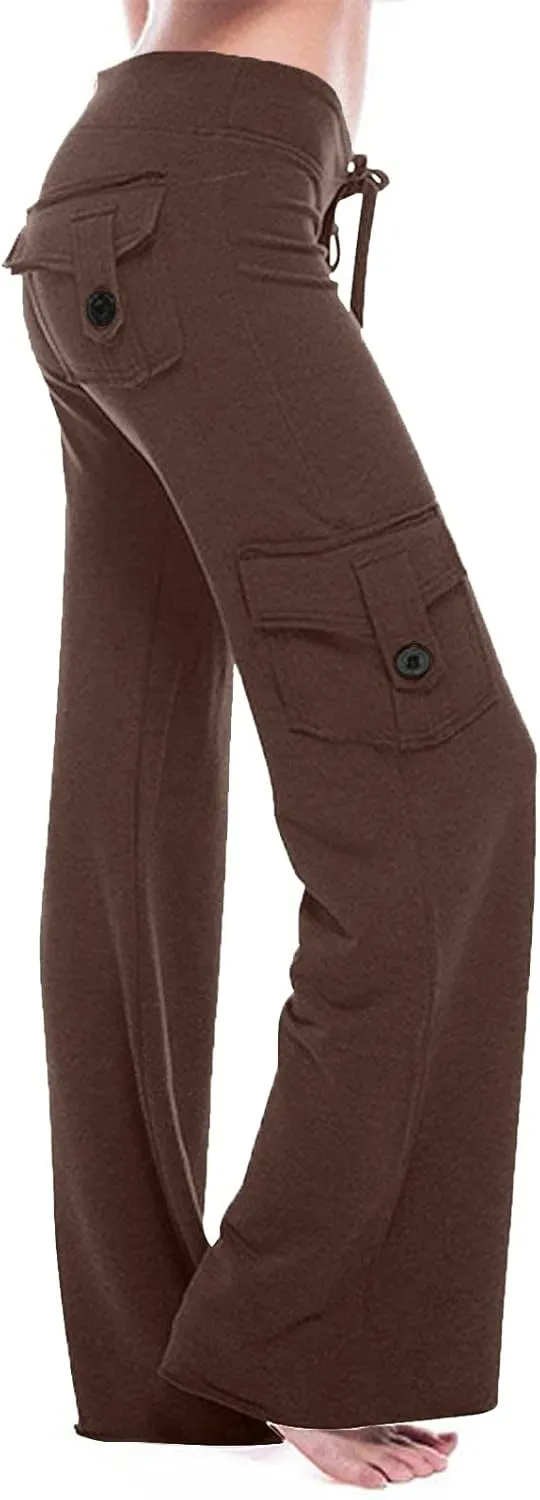 Womens Cargo Pants Plus Size Straight Wide Leg Hiking Trousers Baggy Y2K Sweatpant Utility Parachute Pants Relaxed Jogger