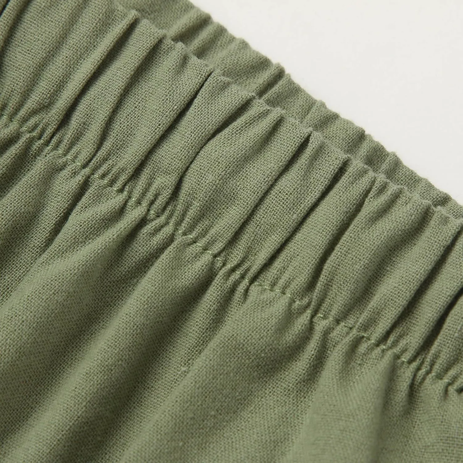 Women's Cotton Linen Summer Drawstring Lounge Palazzo Pants Flowy Wide Leg Loose Beach Trousers with Pockets