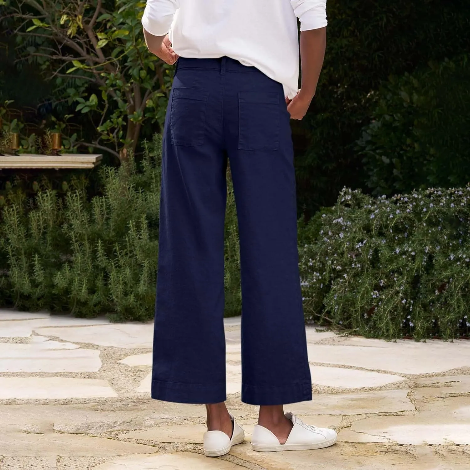 Womens Cropped Palazzo Pants Summer Capri Work Pants Ankle Length Dress Trouser Spring Straight Leg Chino Slacks 2025