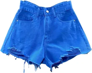 Women's Denim Shorts High Waisted A-Line Summer Wide Leg Denim Shorts