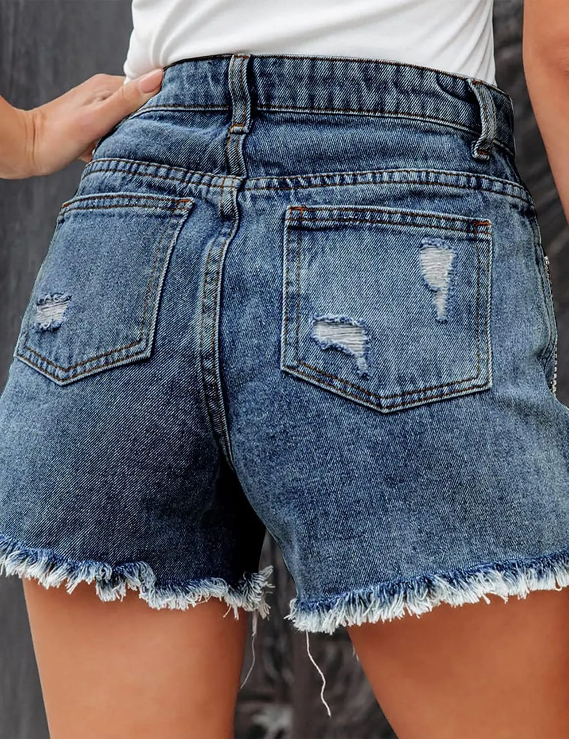 Women's Denim Shorts Summer High Waisted Stretch Rhinestone Tassel Denim Shorts