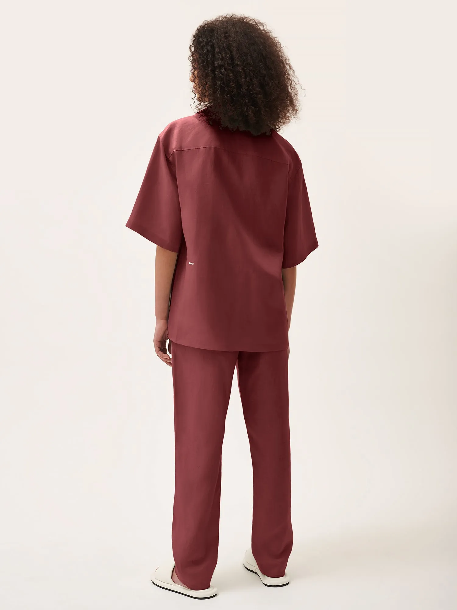 Women's DNA Linen Trousers—garnet red