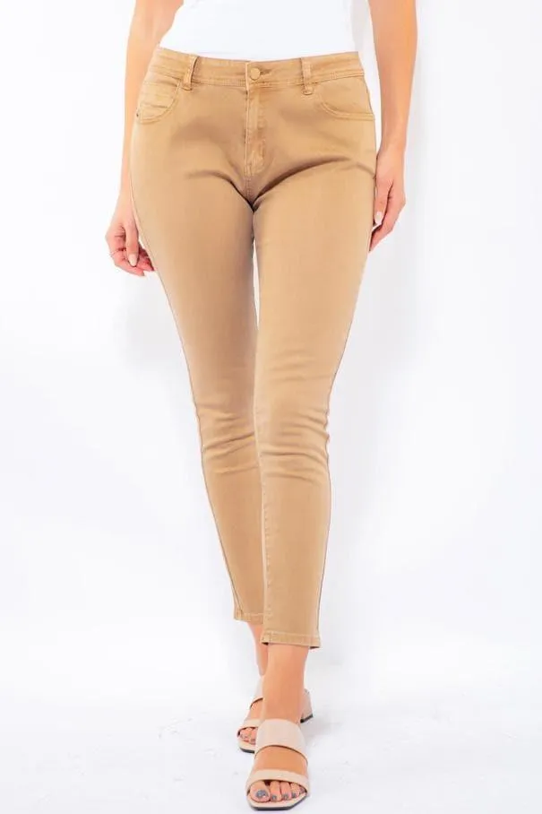 WOMEN'S FASHION COLORED JEANS IN BROWN