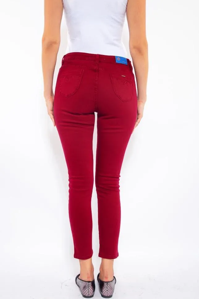 WOMEN'S FASHION COLORED JEANS IN RED