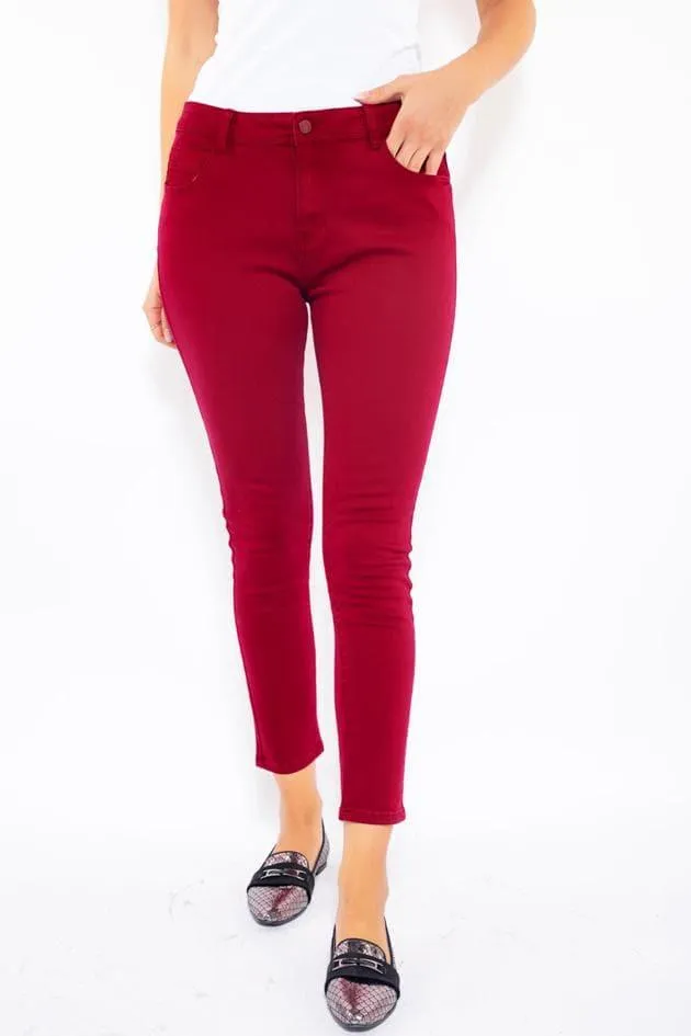 WOMEN'S FASHION COLORED JEANS IN RED