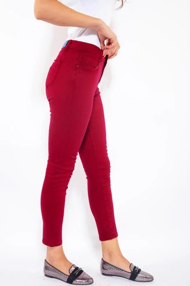 WOMEN'S FASHION COLORED JEANS IN RED
