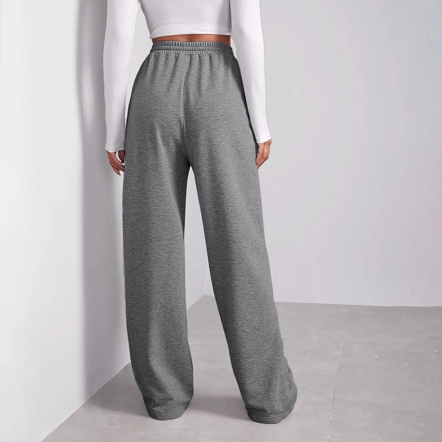 Womens Fleece Sweatpants Straight Legs Winter Sweatpants Casual High Waisted Sport Workout Pants with Pockets