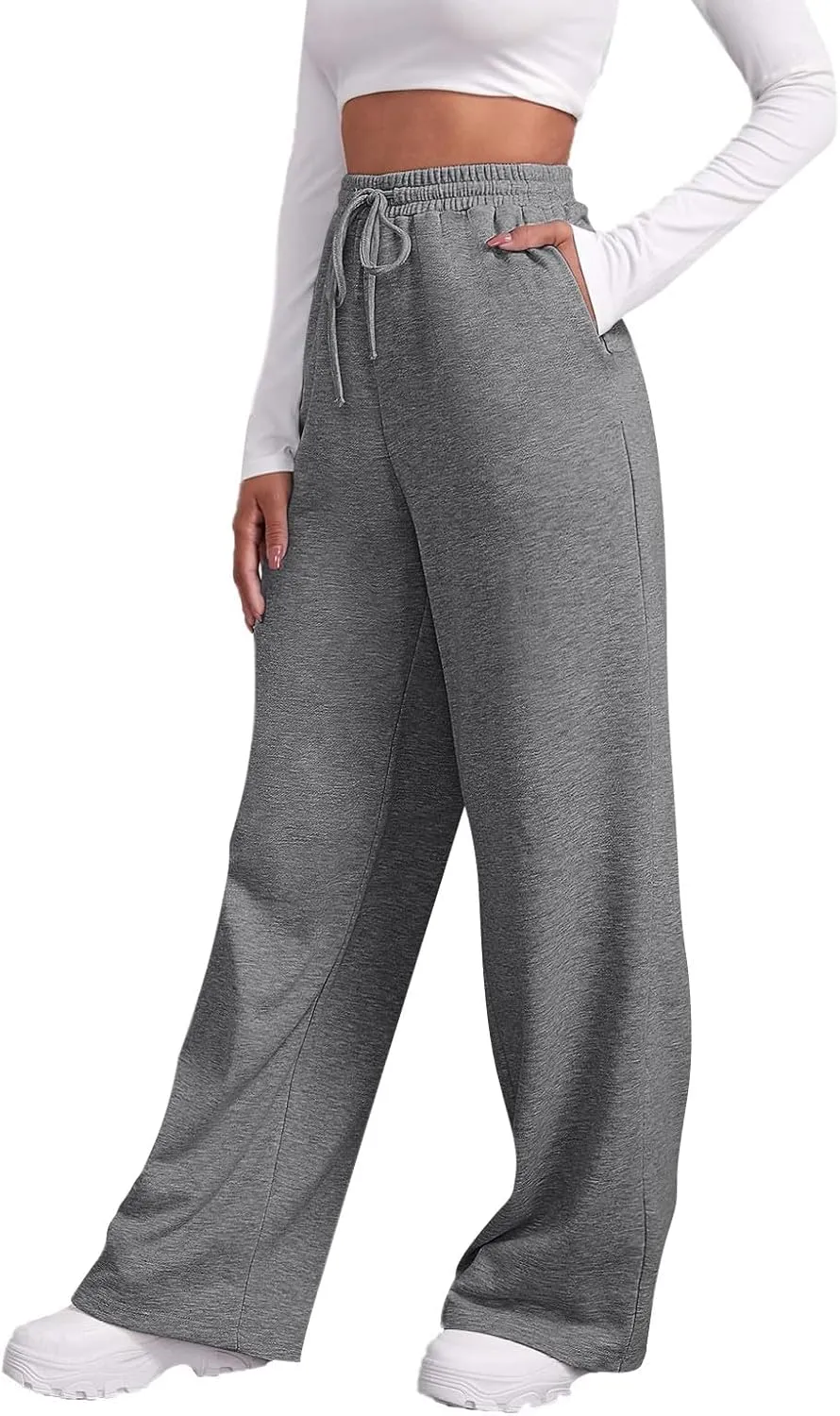 Womens Fleece Sweatpants Straight Legs Winter Sweatpants Casual High Waisted Sport Workout Pants with Pockets