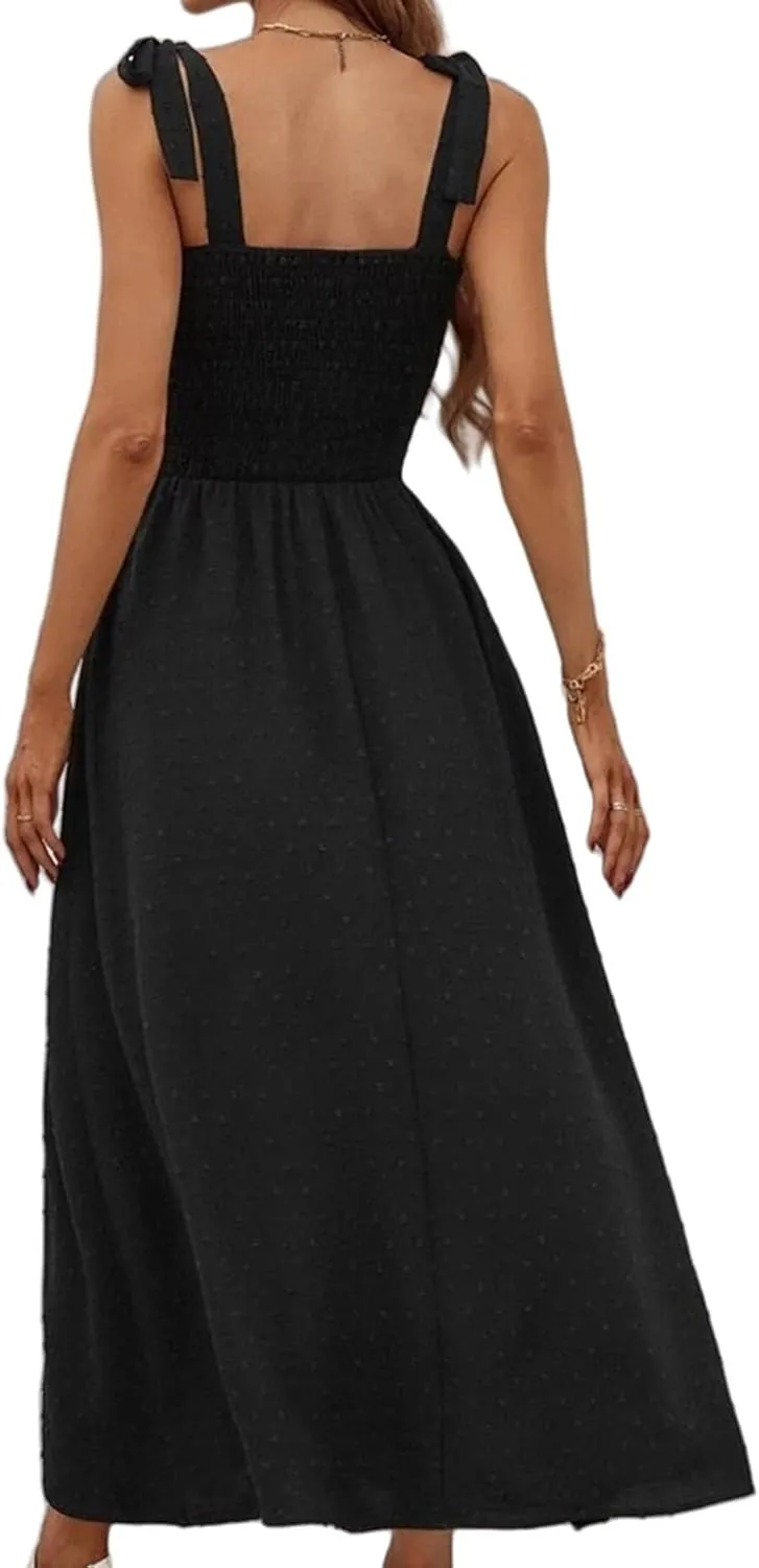 Womens Floral Dresses Summer Sexy Adjustable Spaghetti Strap Off Shoulder Dress Trendy Flowy Tunic Beach Sundress