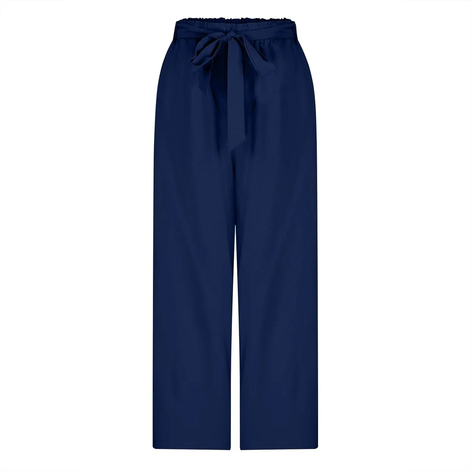 Women's High Waist Wide Leg Pants Casual Dressy Drawstring Palazzo Pant Relaxed Solid Straight Trousers with Pockets