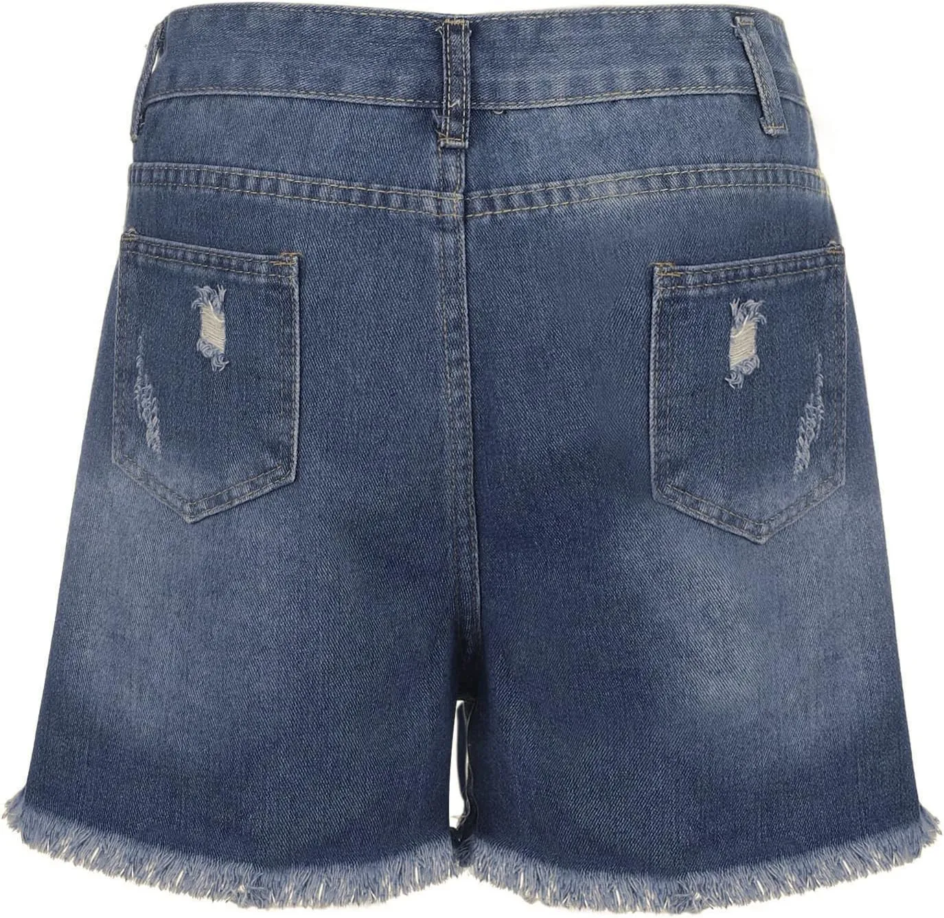 Women's High Waisted Denim Shorts Straight Leg Raw Hem Ripped Jean Shorts Trendy Retro Stretchy Denim Shorts Casual Shorts