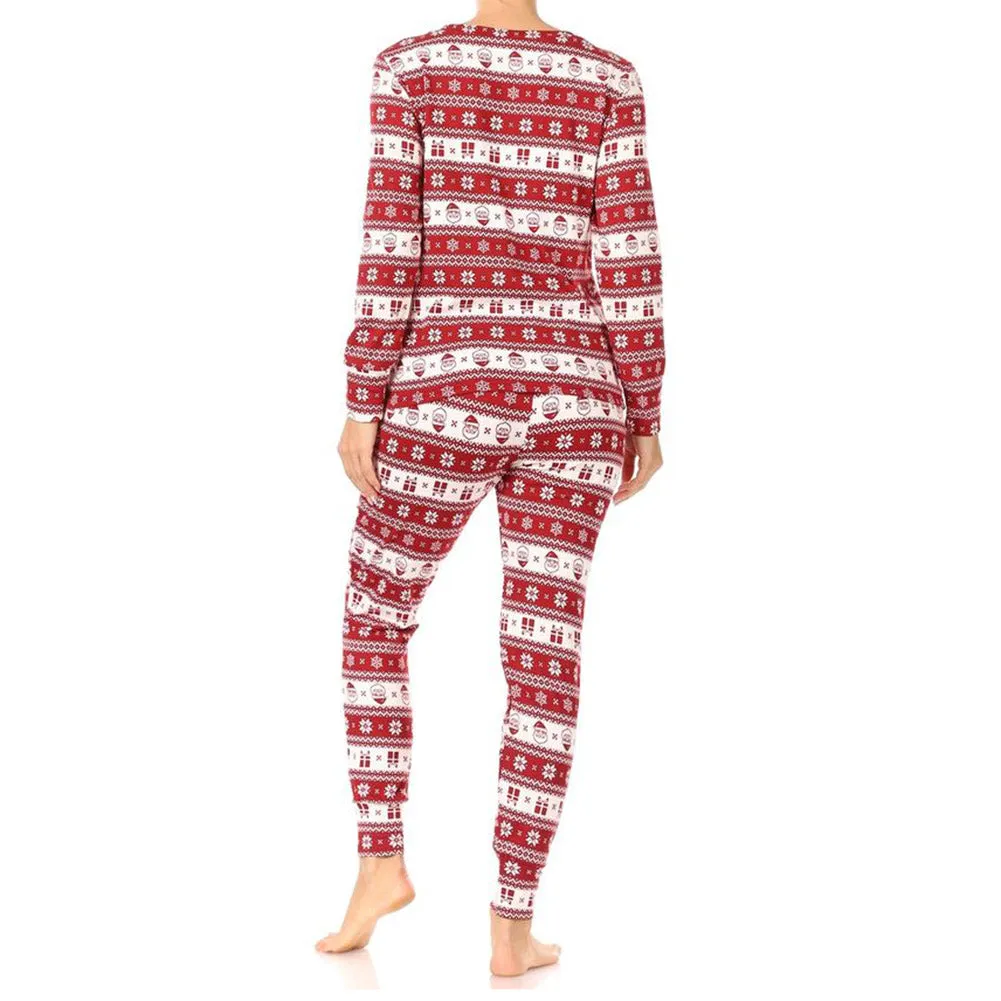 Womens Pajama Holiday 2 Piece Set Fleece Lined Christmas Top and Bottom Set