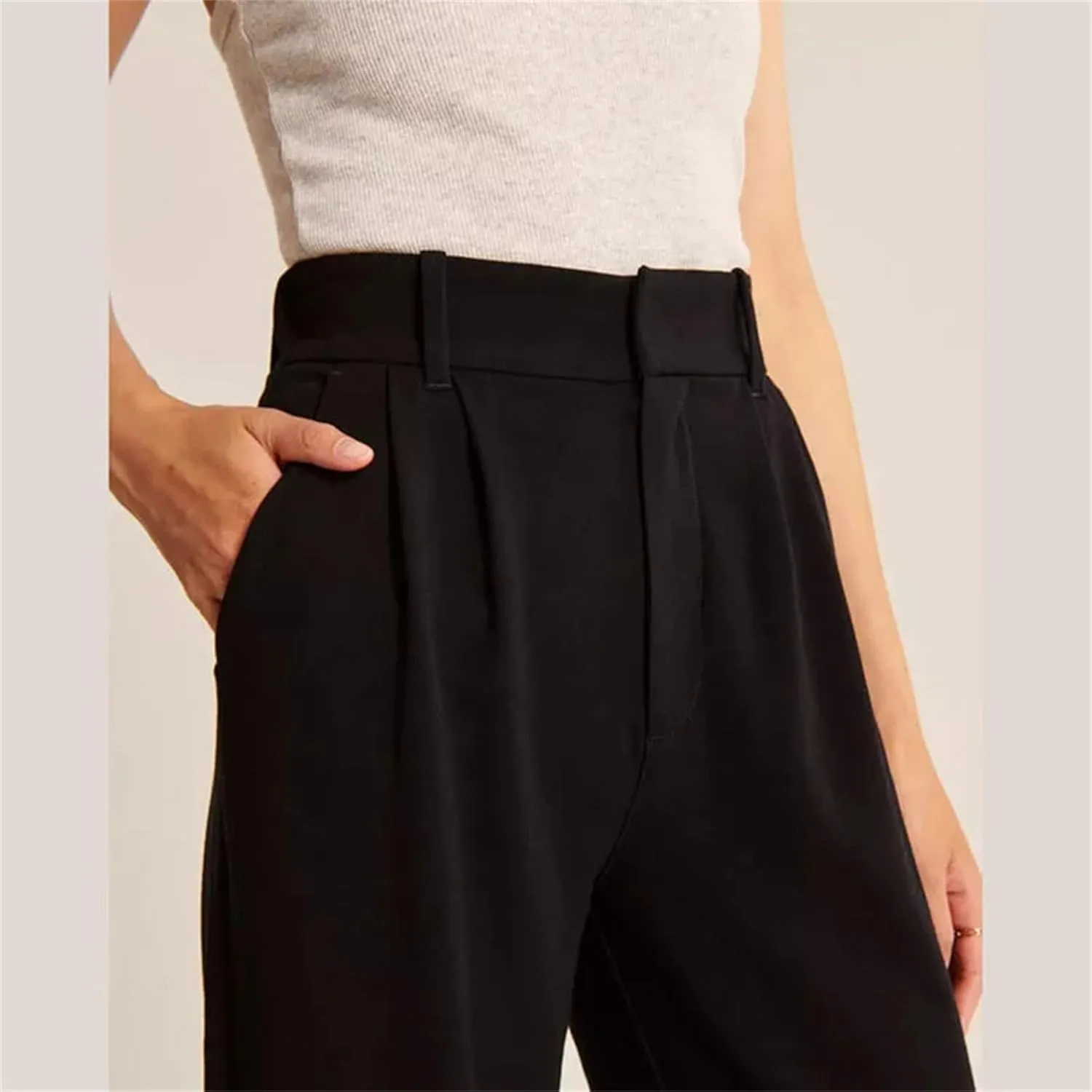 Women's Pants Casual Loose High Waist Wide Leg Trousers Women All-Match Office Straight Suit Pants