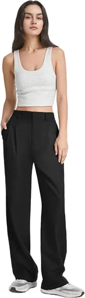 Women's Pants Casual Loose High Waist Wide Leg Trousers Women All-Match Office Straight Suit Pants