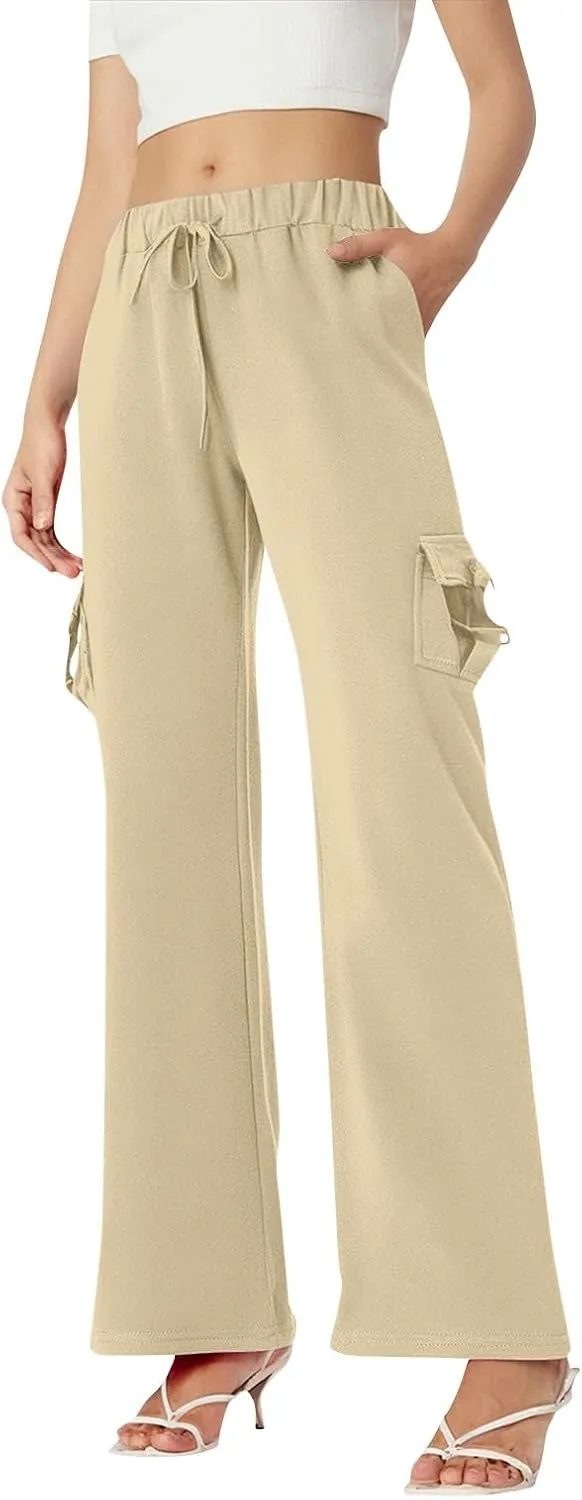 Womens Pants Casual Wide Leg Slacks High Waist Loose Formal Pants Straight Fashion Trousers with Pockets