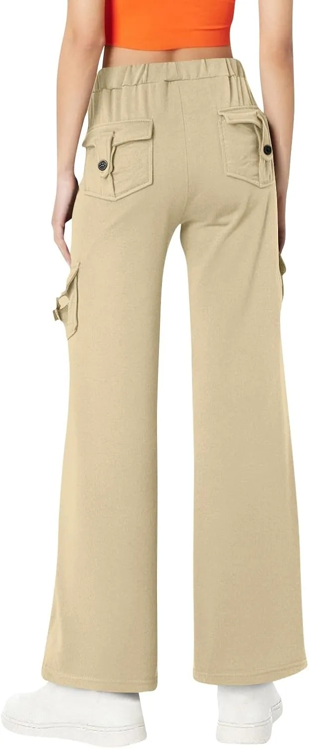 Womens Pants Casual Wide Leg Slacks High Waist Loose Formal Pants Straight Fashion Trousers with Pockets