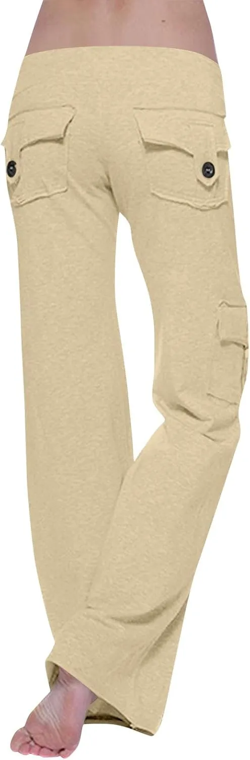 Womens Pants Casual Wide Leg Slacks High Waist Loose Formal Pants Straight Fashion Trousers with Pockets