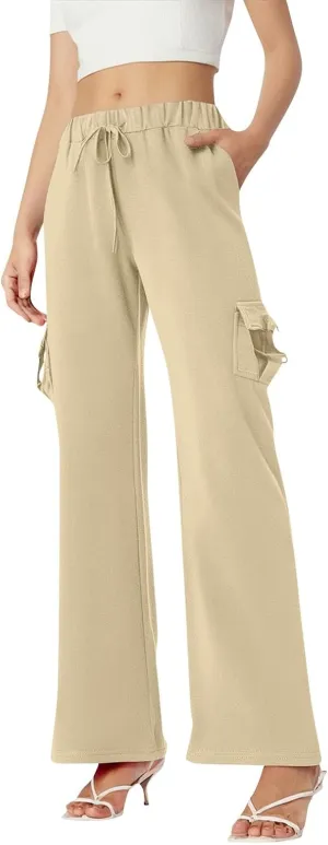 Womens Pants Casual Wide Leg Slacks High Waist Loose Formal Pants Straight Fashion Trousers with Pockets