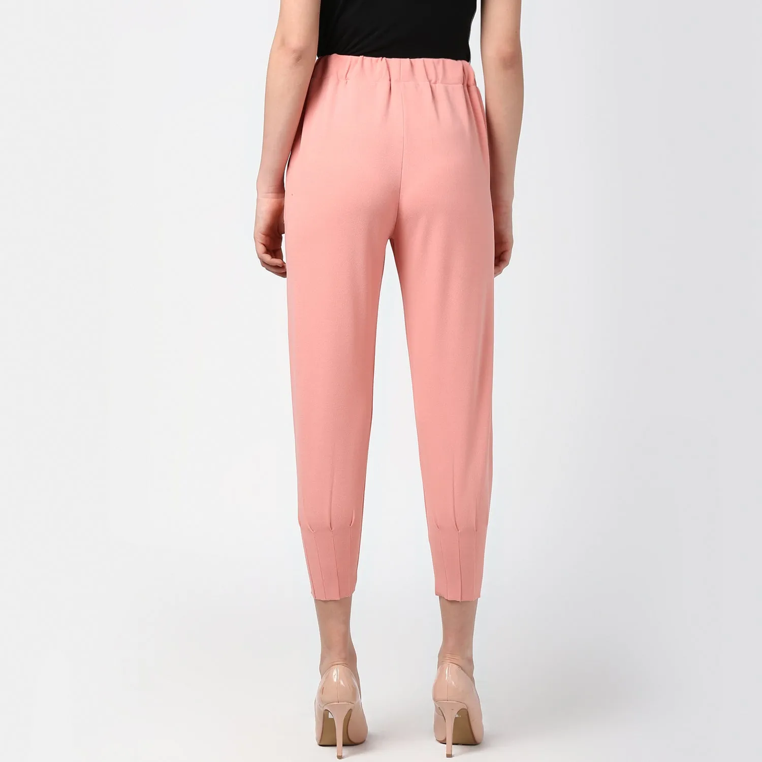 Women's Pink elasticated waistband and hemline stylised Pants - StyleStone