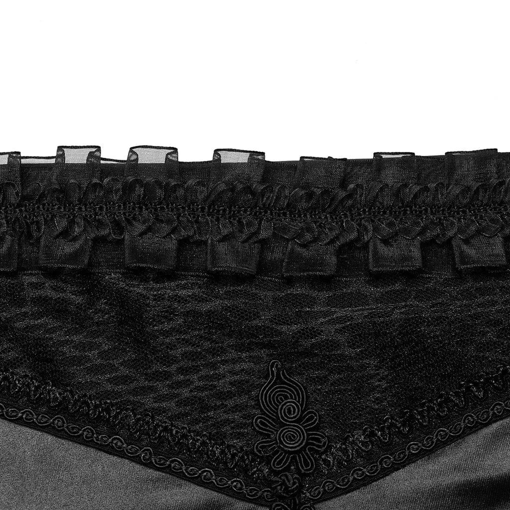 Women's Punk Ruffled Lace Splice Mesh Leggings