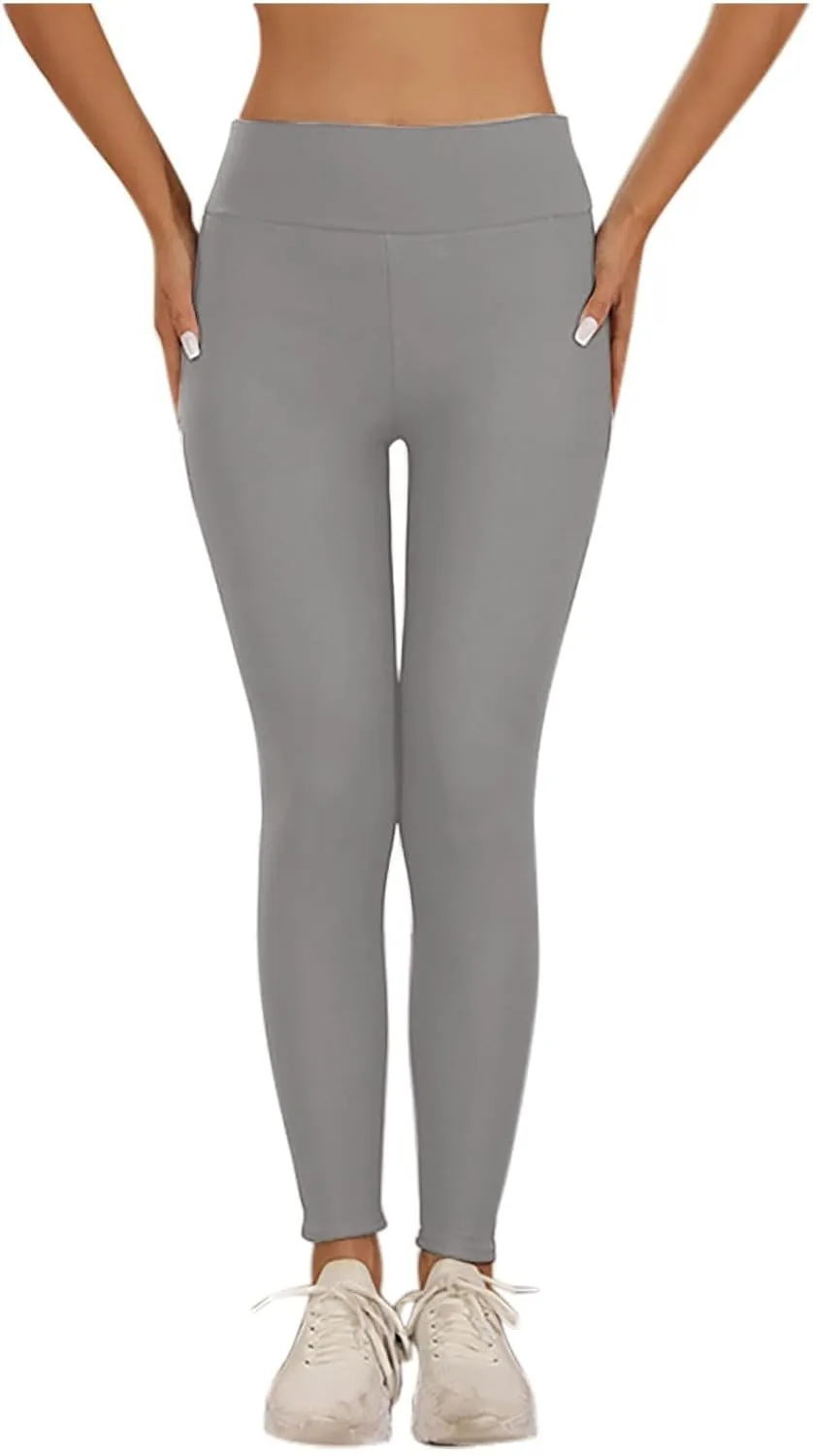 Womens Sherpa Fleece Lined Pants Winter Warm Thick Leggings Stretchy High Waisted Tights Warm Thermal Pants