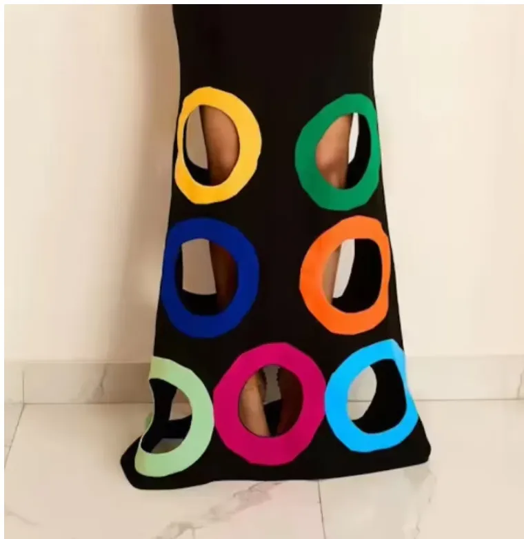 Women's Sleeveless Dress - Women's Colorful Hollow Out Summer Round Neck Sleeveless Long Dress