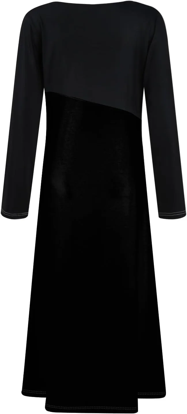 Womens Spring Dresses 2025 V Neck Long Sleeve Midi Vacation Cute Modest Ladies Cruise Holiday Dress
