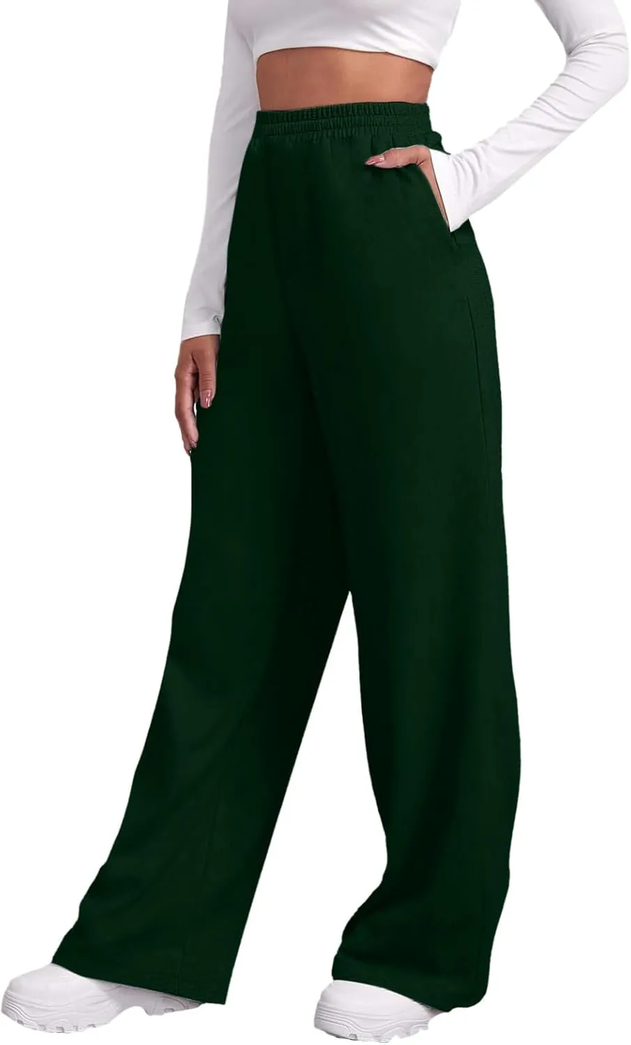 Womens Straight Leg Sweatpants Fleece Lined Sweatpants Wide Leg Baggy Lounge Pants Fall Outfits Athletic Joggers Pants