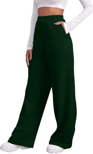 Womens Straight Leg Sweatpants Fleece Lined Sweatpants Wide Leg Baggy Lounge Pants Fall Outfits Athletic Joggers Pants