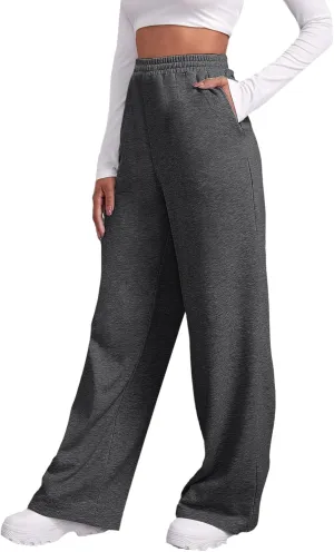 Womens Straight Leg Sweatpants Winter Warm Fleece Lined Sweatpants Wide Leg Baggy Lounge Pants Athletic Joggers Pants