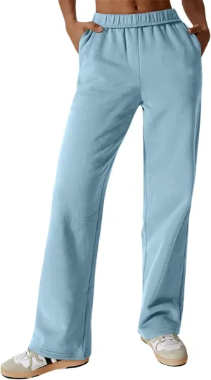 Womens Sweatpants High Waisted Baggy Elastic Waist Drawstring Straight Leg Pants Lounge Baggy Joggers with Pockets