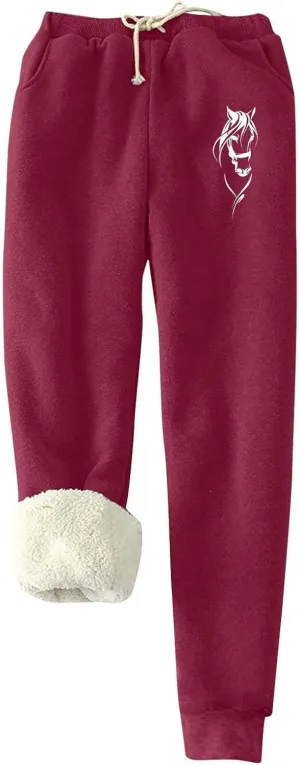 Women's Warm Lined Athletic Sweatpants High Waisted Jogger Pants Fleece Lined Winter Thicken Outdoor