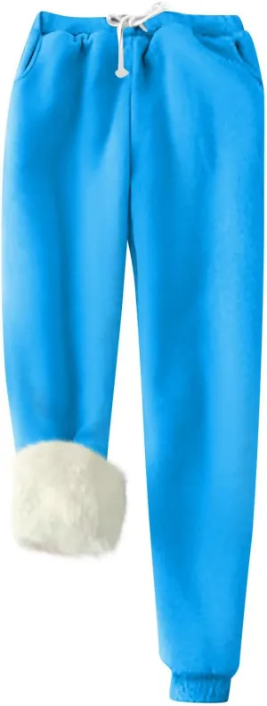 Women's Warm Sherpa Lined Athletic Sweatpants Jogger Fleece Pants