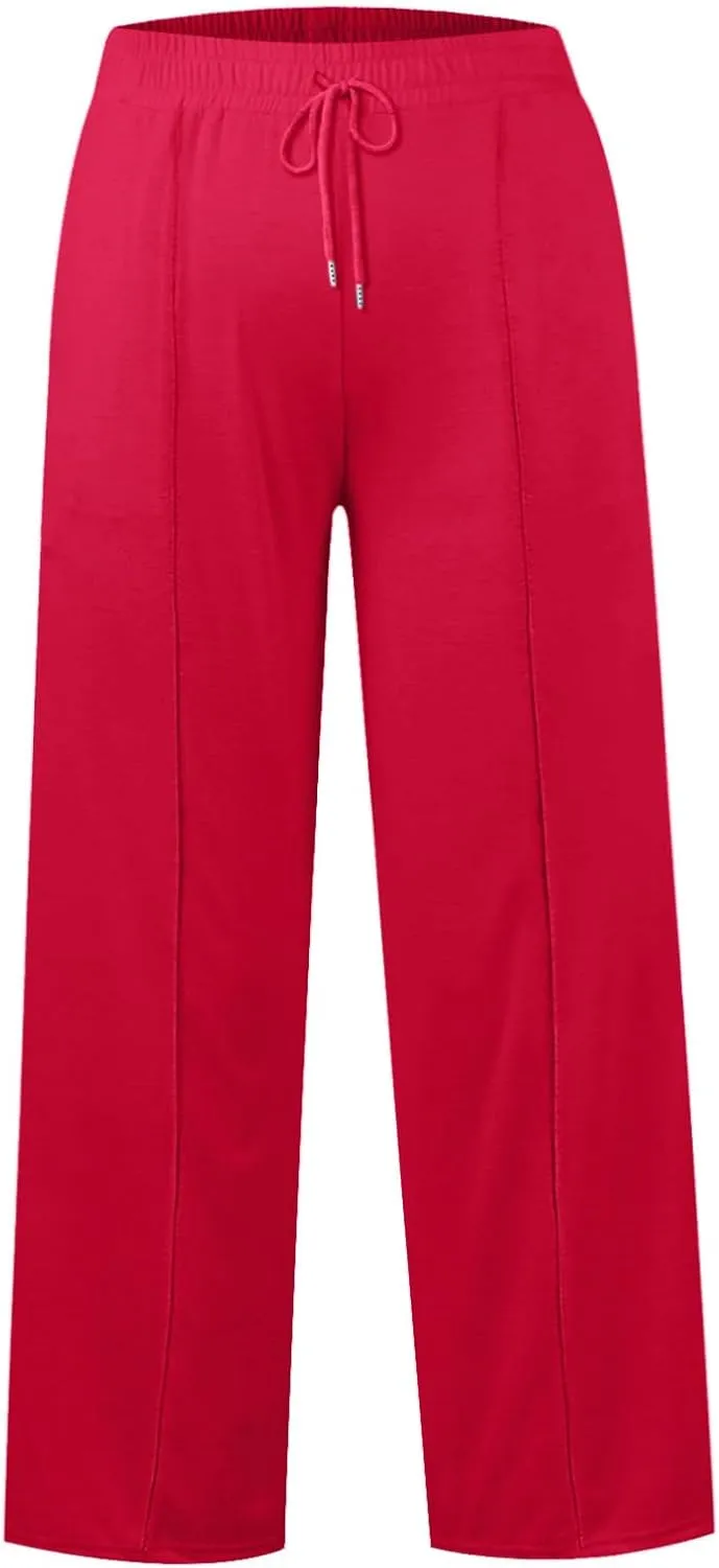 Womens Wide Leg Sweatpants Casual Loose Solid Color Sweat Pants Comfy Lounge Joggers High Waisted Baggy Joggers
