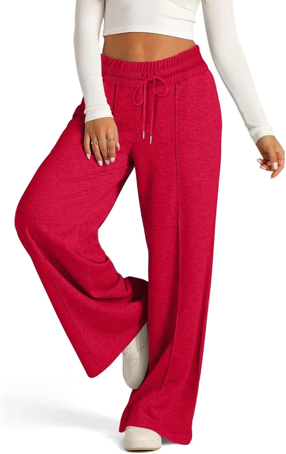 Womens Wide Leg Sweatpants Casual Loose Solid Color Sweat Pants Comfy Lounge Joggers High Waisted Baggy Joggers
