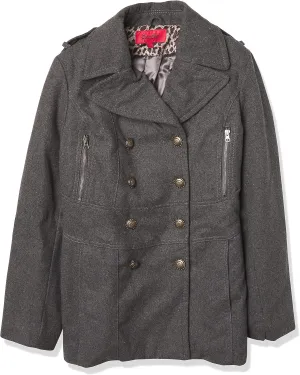 Women's Wool Blend Fashion Pea Coat, Charcoal, M