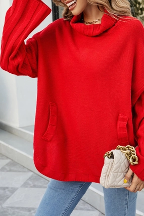 NonRestrictive EthicallySourced WOMENS LOOSE OVERSIZE HIGH NECK SWEATER