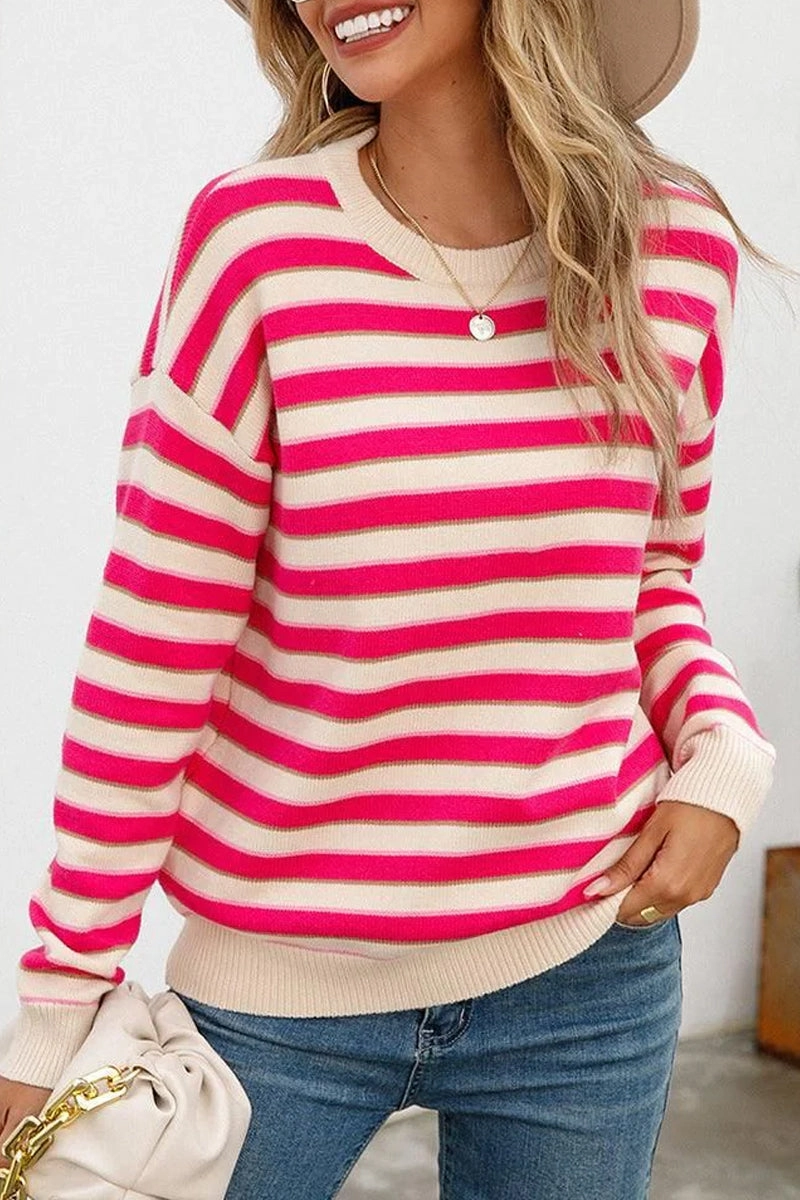 WOMENS STRIPE CASUAL SWEATER TOP QuickDryTechnology
