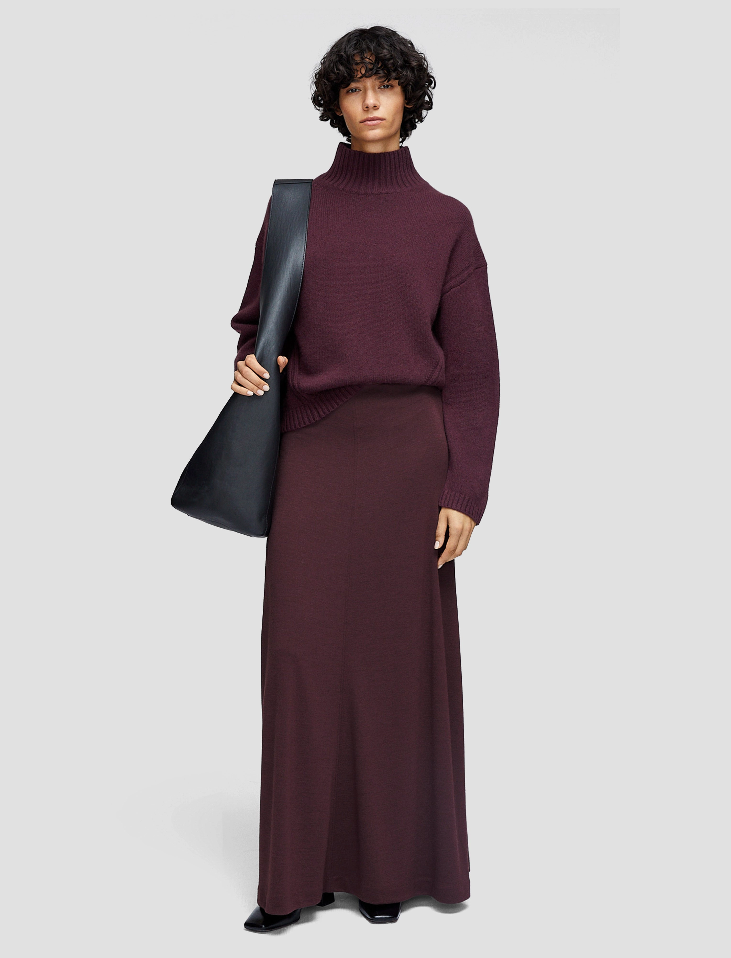 Airy Comfort Stylish Finish Wool Jersey Maxi Skirt